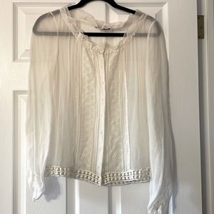 Elie Tahari Sheer Button Down Blouse - Size XS